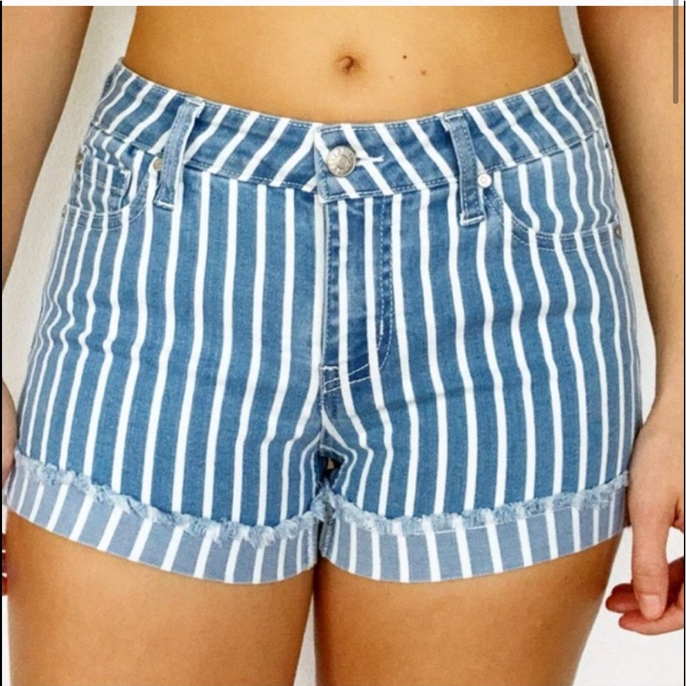 Striped Jean Shorts